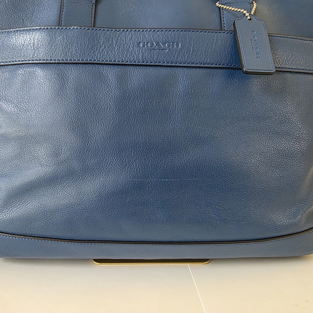 Coach Hamilton Cobalt Blue Leather Briefcase Laptop Business Bag - Picture 15 of 16
